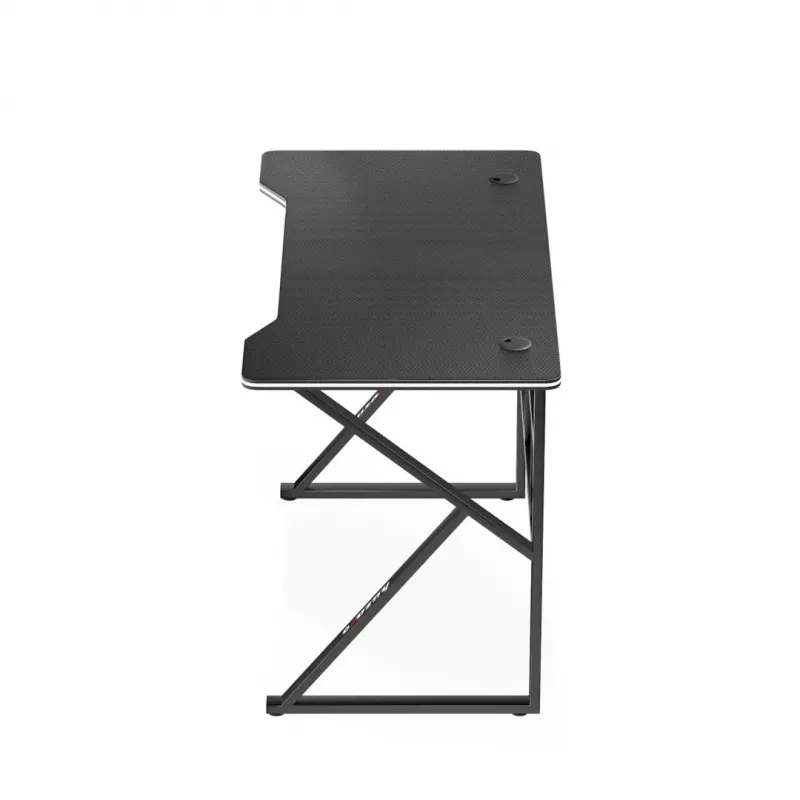 Žaidimų stalas huzaro Hero 1.6 juodas – MDF/anglies stalviršis 1200×600×750 mm, metalinis rėmas