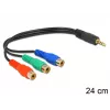 Garso kabelis DeLOCK 62499 0,24 m 3,5 mm į 3 x RCA juodas