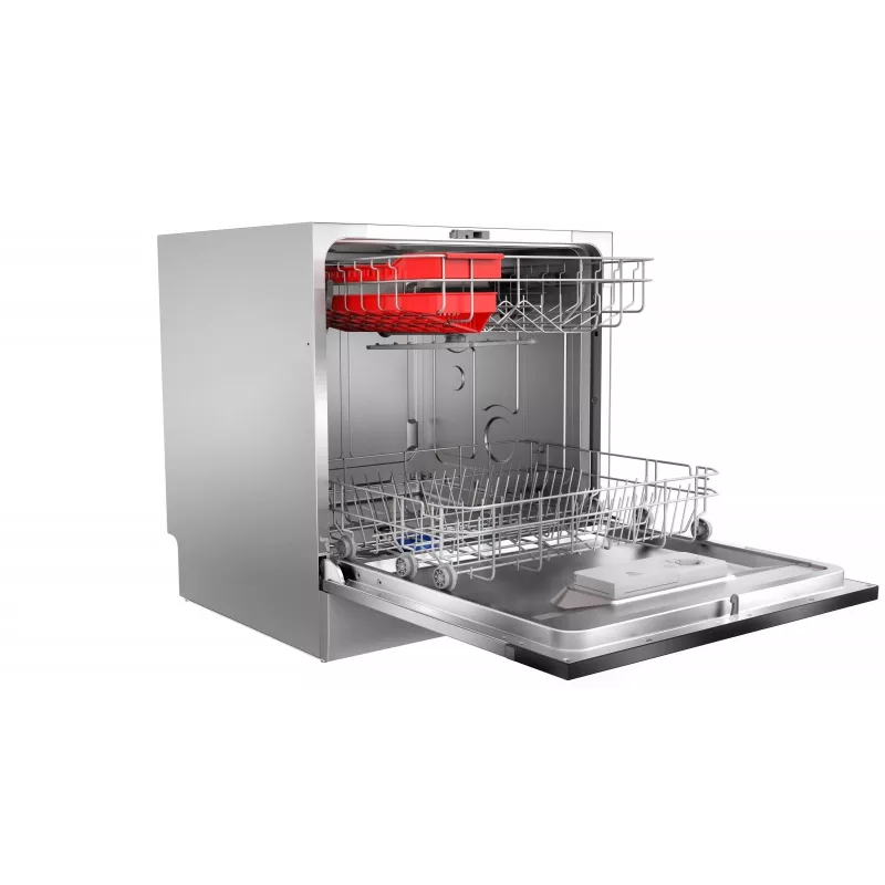 Įmontuojamas indaplovė Toshiba DW-08T2EE(S)-PL — 8 komplektų, F energijos klasė, 49 dB, 55×59×50 mm