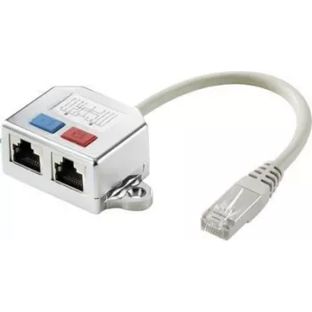 Renkforce RJ7 tinklo T adapteris CAT 6 [2x RJ45 lizdas - 1x RJ45 kištukas] 15.00 cm Metal (RF-4538138)