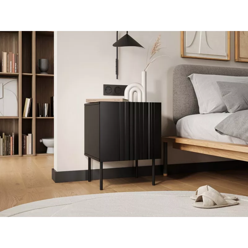 Naktiniai staliukai 2 vnt Cama Meble ISLA 44,5×40×59 cm juoda matinė MDF/medžio drožlių plokštė