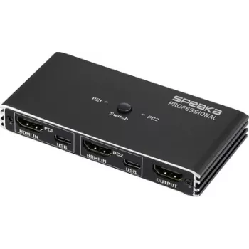 SpeaKa Professional HDMI 2.0 Slim KVM 2X1 USB2.0+IR, juodas HDMI jungiklis, 3840 x 2160 pikselių (SP-13724436)