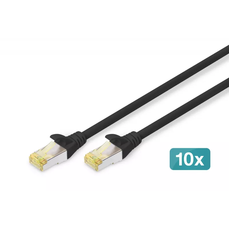 DIGITUS CAT 6A S/FTP komutacinis kabelis DK-1644-A-020-BL-10, 2 m, juodas, 10 vnt.
