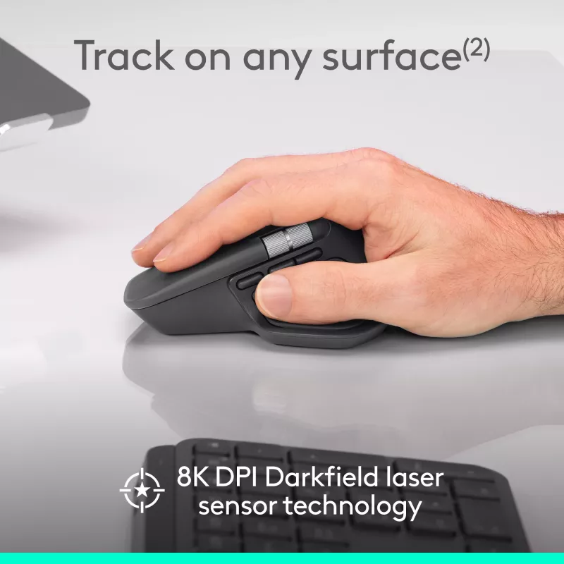 Logitech MX Master 4 for Business pelė – belaidė + Bluetooth, 8000 DPI, grafito spalva