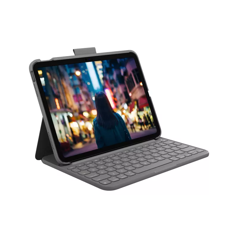 Logitech Slim Folio pilka Bluetooth QWERTZ Šveicariškas išdėstymas klaviatūra iPad dėklui