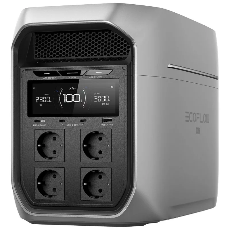 Nešiojama elektrinė stotelė EcoFlow Delta 3 Max Plus 2048Wh 1800W – atsarginis maitinimas ir energija be tinklo