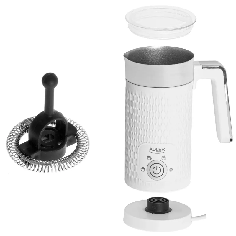 Automatinis pieno putotojas Adler AD 4494 Metallic White – 130 ml putų, 300 ml pašildymo, 500 W