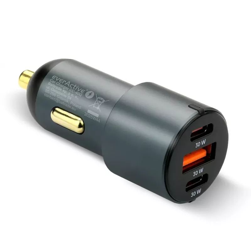 Automobilinis įkroviklis everActive CC-40Q QC3.0 60W, USB maitinimo adapteris mobiliesiems įrenginiams