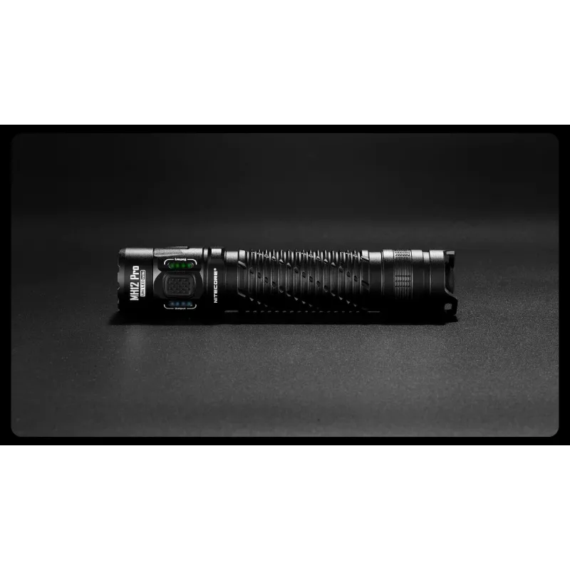 Rankinis žibintuvėlis Nitecore MH12 Pro Black LED 3300 lm įkraunamas per USB 5300 mAh, aliuminis, 138,5 mm, 81,5 g, atsparus vandeniui 2 m