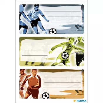 HERMA Football lipnūs lipdukai, stačiakampiai, rašomi, daugiaspalviai, 9 vnt.