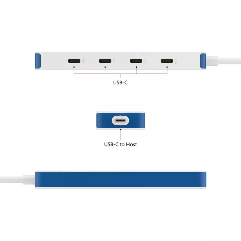 Hyper HyperDrive Flex 4 prievadų USB-C šakotuvas, Baltas/Mėlynas | HD5201BUGL