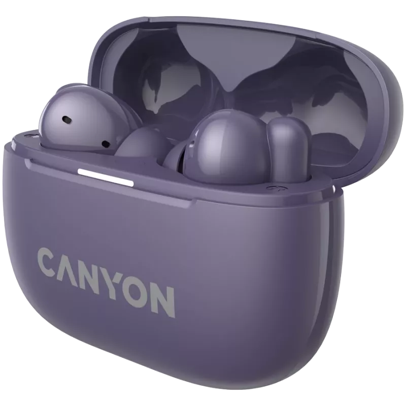 Canyon CNS-TWS10PL Ausinės ir ausinių rinkinys Tikras belaidis stereogarsas (TWS) Į ausį Skambučiai/muzika/sportas/kasdienis naudojimas USB Type-C Bluetooth Violetinė (CNS-TWS10PL)