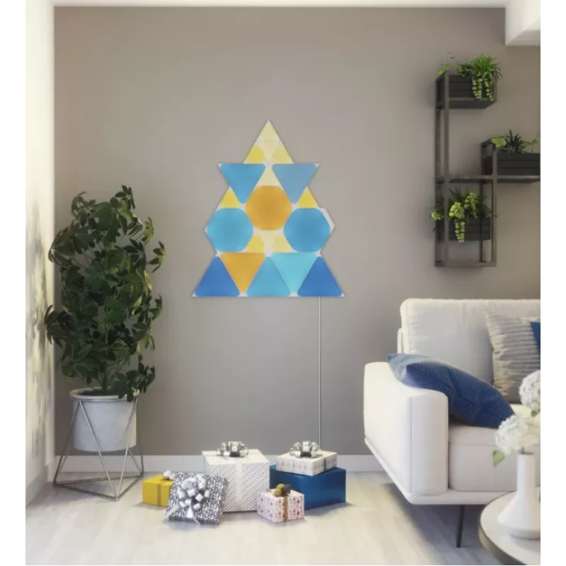Nanoleaf NL47-0002TW-9PK LED trikampės sieninės plokštės RGB – 9 vnt. komplektas, baltos spalvos