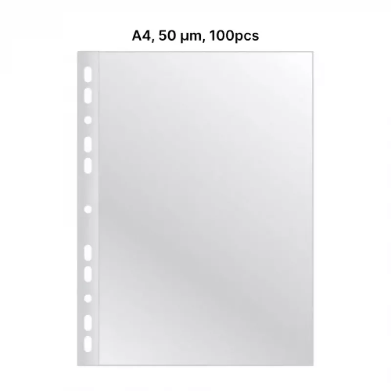 AD Class Kišenėlės su perforacija Cristal Clear A4 50 mikr., pakuotė 100 vnt.