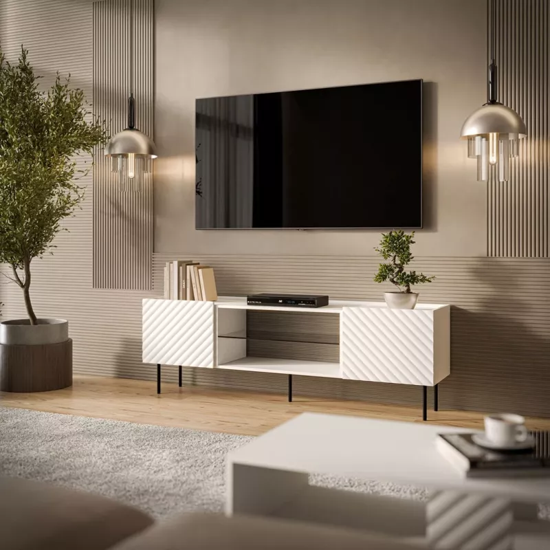 TV spintelė cama meble LUCCA 180x40x59 cm balta