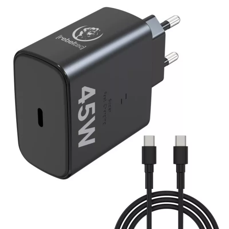 Rebeltec greitasis USB-C įkroviklis RBLAKT00026 45W nešiojamiesiems ir telefonams