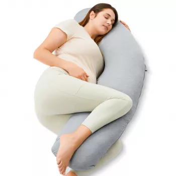 Momcozy PP001 J formos pagalvė nėščiosioms, šviesiai pilka medvilnė
