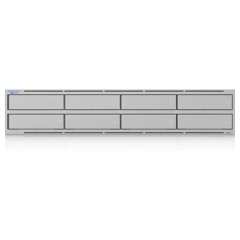 Ubiquiti UniFi UNAS Pro 8 tinklo saugykla, 2HE, montuojama į stelažą, 10 Gbps, 8x HDD / 2x M.2 lizdai, „UniFi“ integracijos (UNAS-PRO-8)