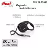 Ištraukiamas pavadėlis Flexi New Classic Cat XS 3 m – virvelinis pavadėlis mažiems augintiniams, juodas, maks. apkrova 8 kg
