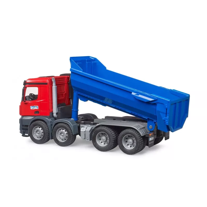 BRUDER MB Arocs Halfpipe Tipper Truck – savivartis su pusapvaliu kėbulu