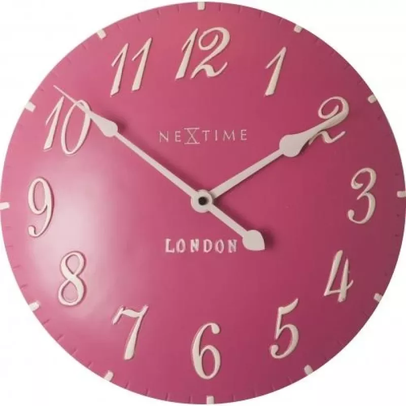 NeXtime laikrodis 3084rz London Arabic, Ø34.5 cm, sieninis, rožinė/balta