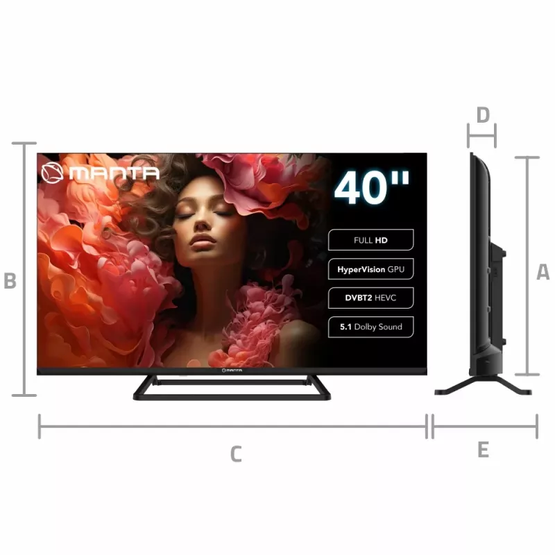 Televizorius Manta 40LFV125E 40 colių LED ekranas Full HD