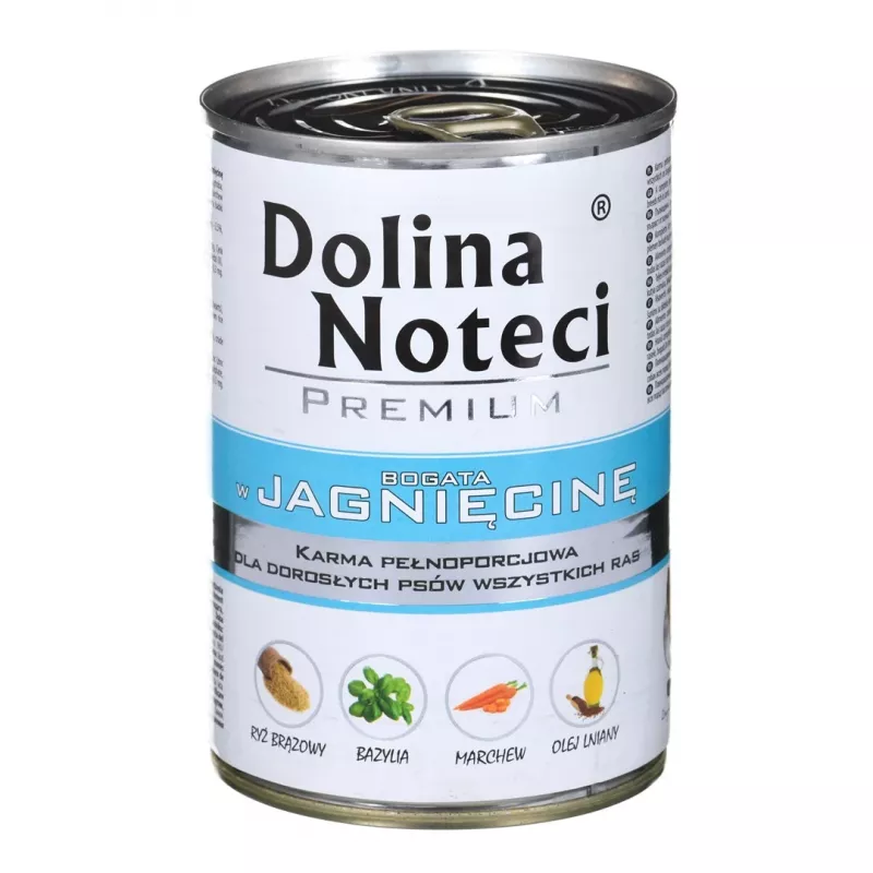 DOLINA NOTECI Premium, gausu ėrienos, drėgnas šunų ėdalas, 400 g