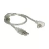 USB kabelis DeLOCK 84811 USB 2.0 0,5 m USB A USB B permatomas sidabrinis