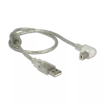 USB kabelis DeLOCK 84811 USB 2.0 0,5 m USB A USB B permatomas sidabrinis