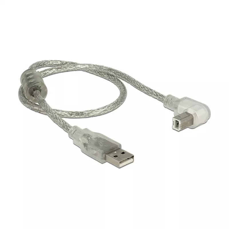 USB kabelis DeLOCK 84811 USB 2.0 0,5 m USB A USB B permatomas sidabrinis