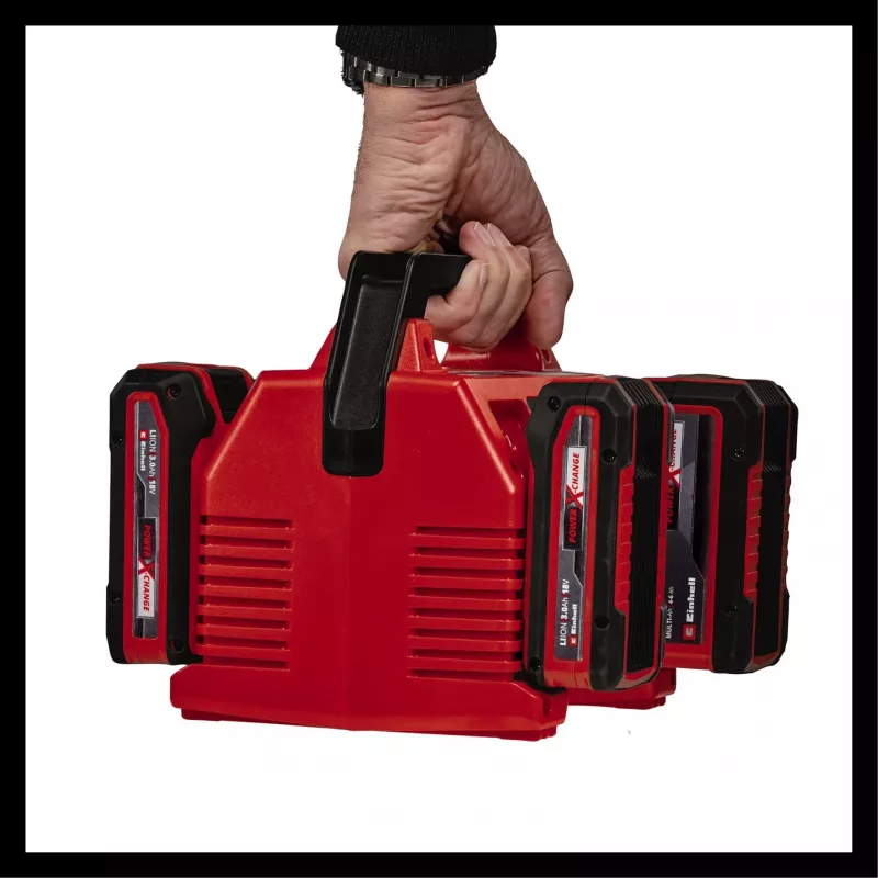 EINHELL Power X-Quattrocharger 4A – universalus Power X-Change įkroviklis 4 akumuliatoriams (LED būsenos indikacija, lygiagretus įkrovimas, greitas įkrovimas, įkrovimo valdymas)
