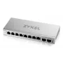 Valdomas L2 Gigabit Switch Zyxel GS1200-10v3 — 8x Gigabit (10/100/1000), 20 Gbps, MAC 4000, stalinis, pilkas
