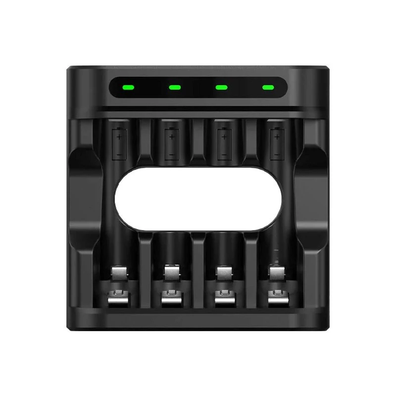 Baterijų įkroviklis XTAR 4 lizdams AA/AAA (Li‑jon, NiMH) USB‑C, LED indikatoriai, juodas