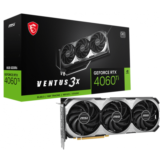 MSI GeForce RTX 4060 Ti VENTUS 3X E 8G OC | NVIDIA | 8 GB | GeForce RTX 4060 Ti | GDDR6 | HDMI ports quantity 1 | PCI Express Gen 4