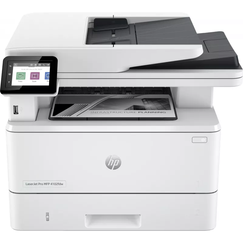 HP LaserJet Pro MFP 4102dw spausdintuvas, lazerinis, monochrominis spausdinimas, 1200 x 1200 DPI, A4, tiesioginis spausdinimas, baltas