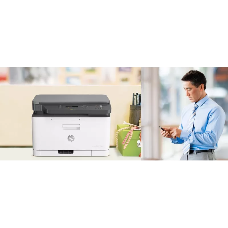 Daugiafunkcis lazerinis spausdintuvas HP Color Laser MFP 178nw – spalvotas spausdinimas, A4, 18 ppm (n/b), Wi‑Fi, Ethernet, dvipusis nuskaitymas