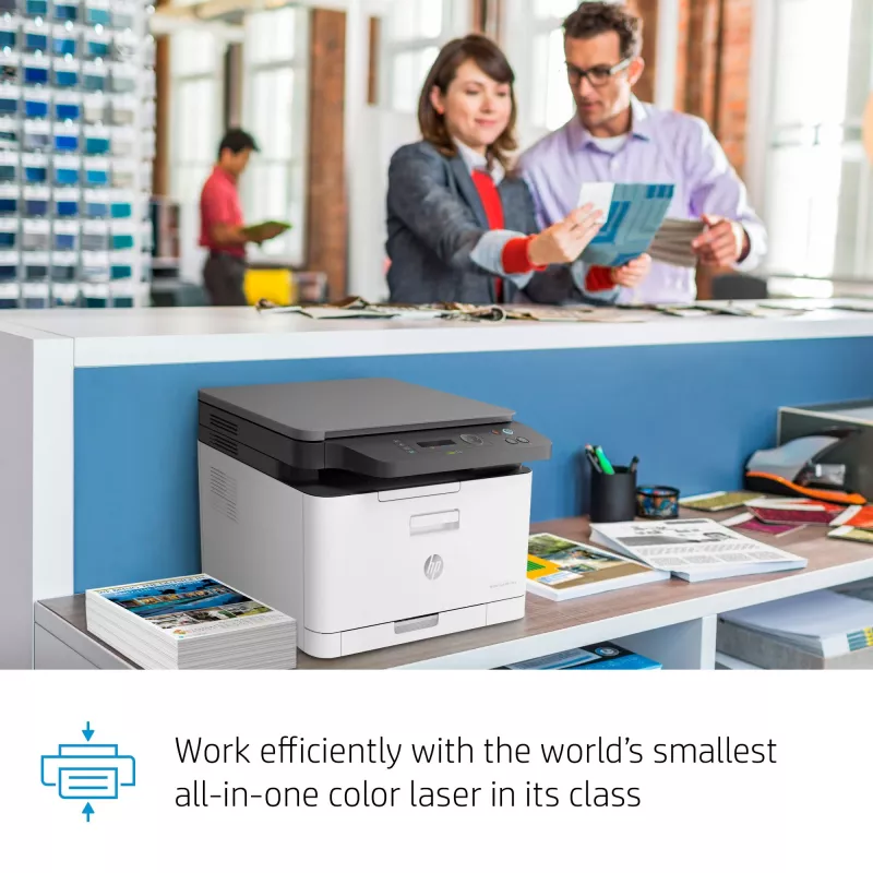 Daugiafunkcis lazerinis spausdintuvas HP Color Laser MFP 178nw – spalvotas spausdinimas, A4, 18 ppm (n/b), Wi‑Fi, Ethernet, dvipusis nuskaitymas