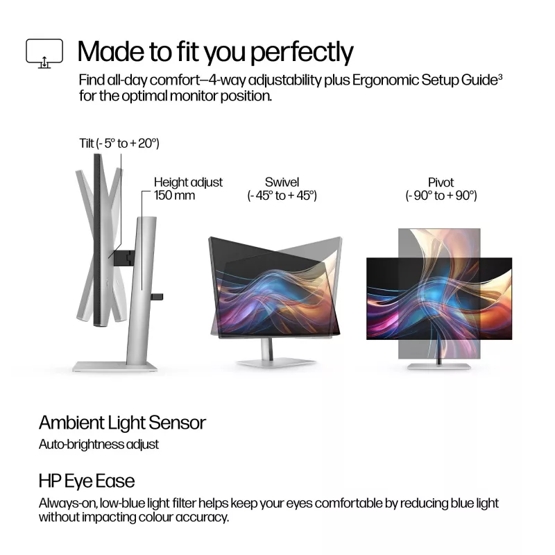 Monitorius HP Series 7 Pro 27 col. QHD - 727pq, 68.6 cm (27 col.), 2560 x 1440 pikseliai, Quad HD, LCD, 5 ms, Juodas