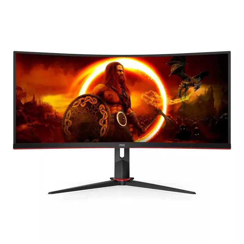 AOC CU34G2XP/BK 34 colių VA monitorius, 3440×1440, 21:9, 180 Hz, 1 ms, 2×HDMI, juodas