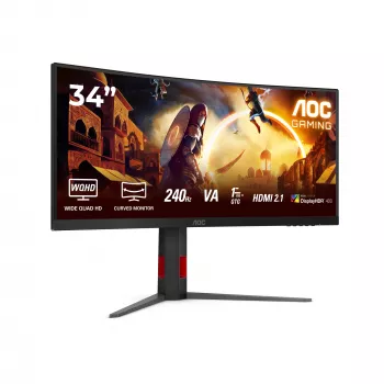 AOC G4 CU34G4Z kompiuterio monitorius 86,4 cm (34 colių) 3440 x 1440 pikselių Wide Quad HD LED juodas, raudonas