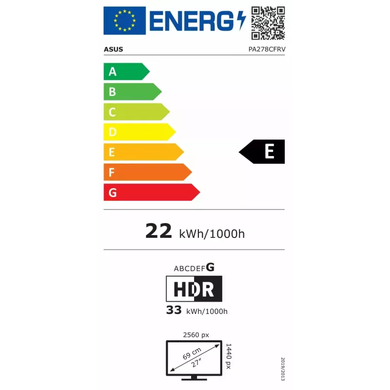 ASUS ProArt PA278CFRV 27 colių IPS Quad HD 2560x1440 monitorius, 100 Hz, USB-C PD 96W, HDR10, 350 cd/m²
