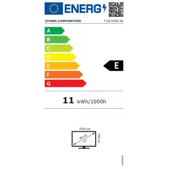 Monitorius iiyama ProLite T1521MSC-B2 38,1 cm (15 colių) 1024 x 768 XGA LED liečiamas ekranas, stalinis, juodas