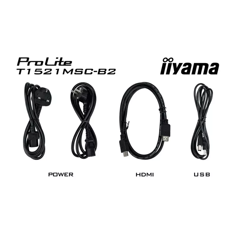 Monitorius iiyama ProLite T1521MSC-B2 38,1 cm (15 colių) 1024 x 768 XGA LED liečiamas ekranas, stalinis, juodas