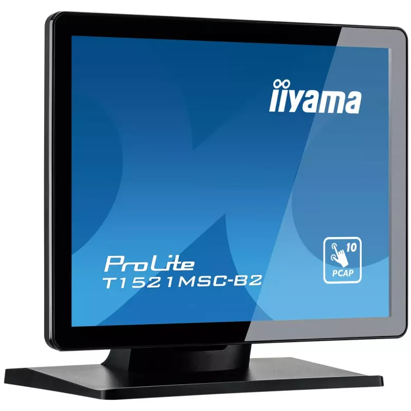 Monitorius iiyama ProLite T1521MSC-B2 38,1 cm (15 colių) 1024 x 768 XGA LED liečiamas ekranas, stalinis, juodas