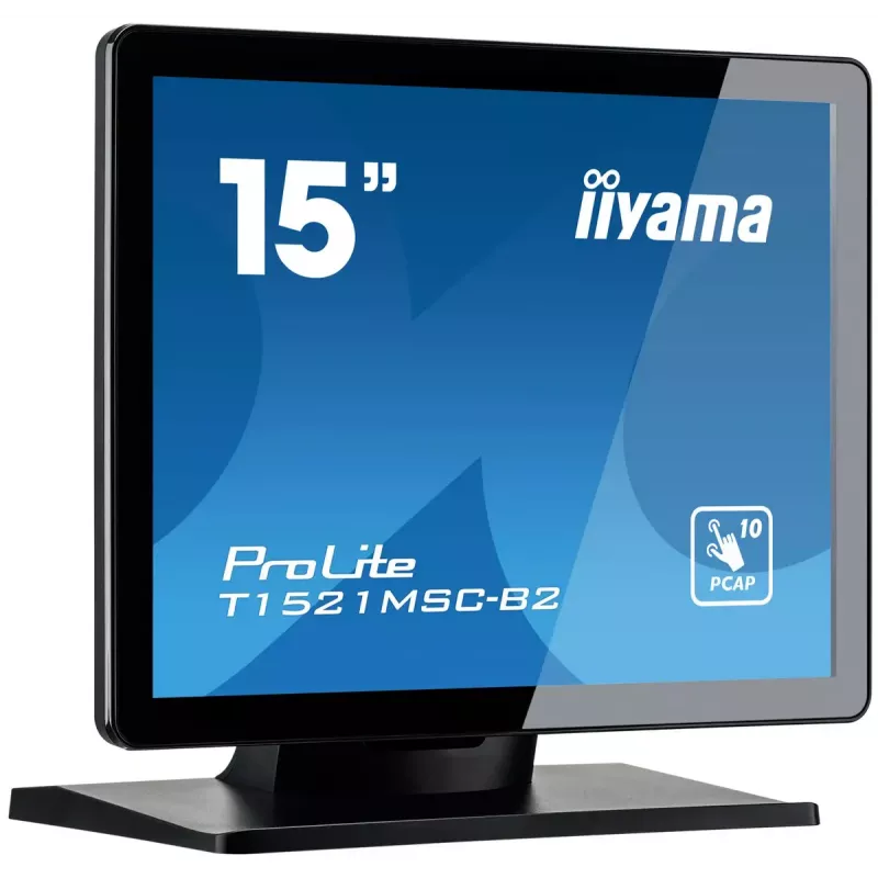 Monitorius iiyama ProLite T1521MSC-B2 38,1 cm (15 colių) 1024 x 768 XGA LED liečiamas ekranas, stalinis, juodas