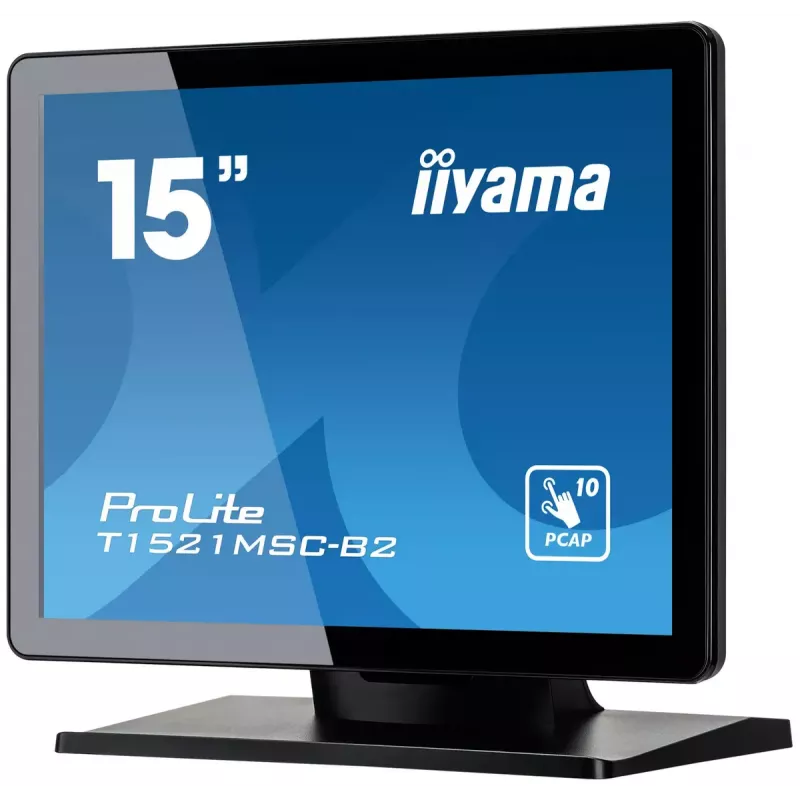 Monitorius iiyama ProLite T1521MSC-B2 38,1 cm (15 colių) 1024 x 768 XGA LED liečiamas ekranas, stalinis, juodas
