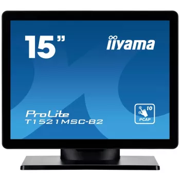 Monitorius iiyama ProLite T1521MSC-B2 38,1 cm (15 colių) 1024 x 768 XGA LED liečiamas ekranas, stalinis, juodas