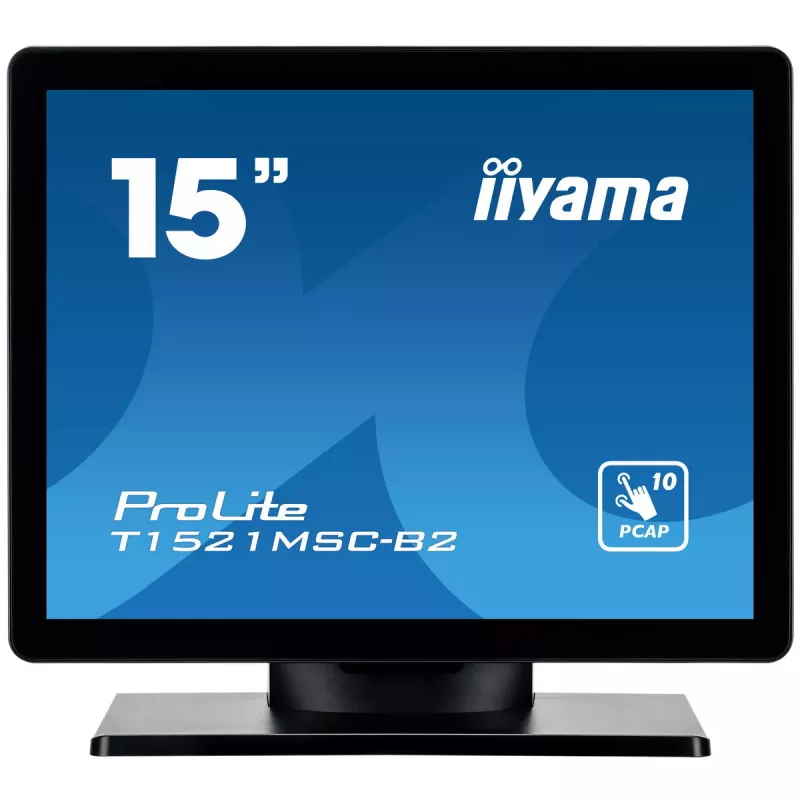 Monitorius iiyama ProLite T1521MSC-B2 38,1 cm (15 colių) 1024 x 768 XGA LED liečiamas ekranas, stalinis, juodas