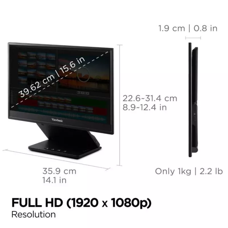 Viewsonic VP16-OLED nešiojamas monitorius 40,6 cm (16 inch) Full HD OLED juodas