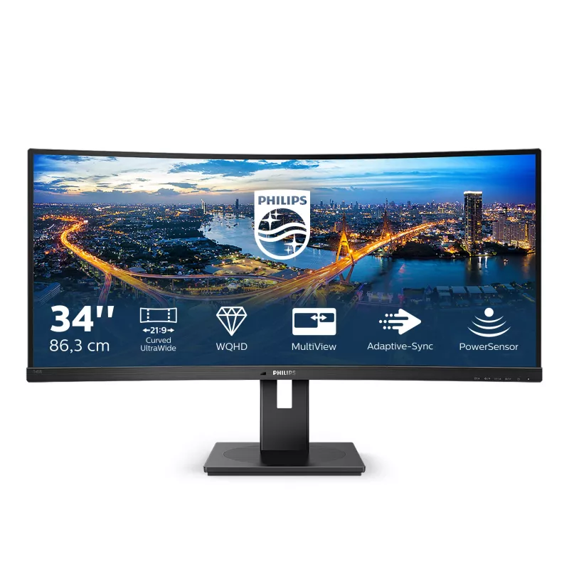 Philips B Line 345B1C/00 monitorius 86,4 cm (34 colių) 3440 x 1440 pikselių Quad HD LCD juodas
